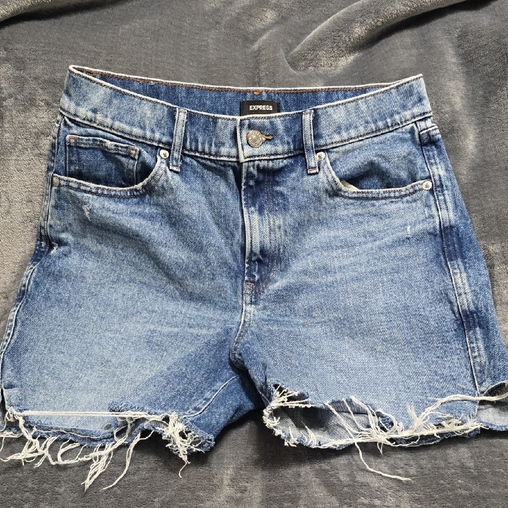 Express Women's Distressed Blue Jean Shorts